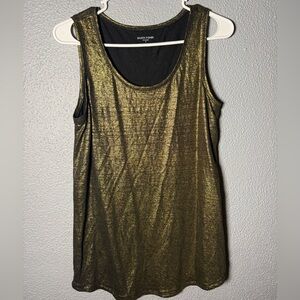 Eileen Fisher Metallic Gold Tank Top Women’s Small Sleeveless Shimmer Blouse